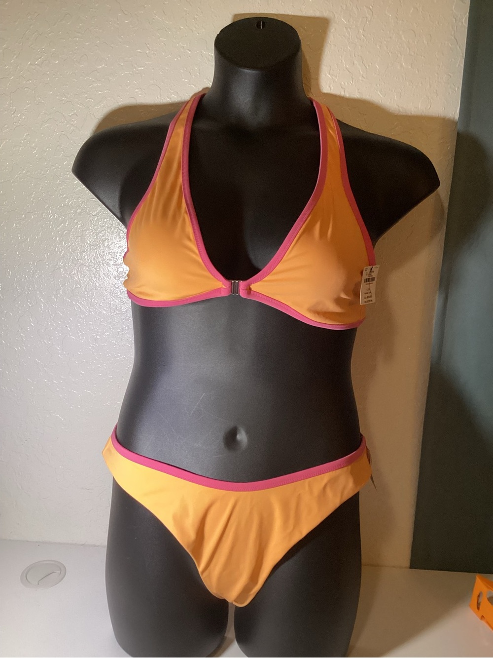 PINK Victoria's Secret Orange Bikini with Pink Trim